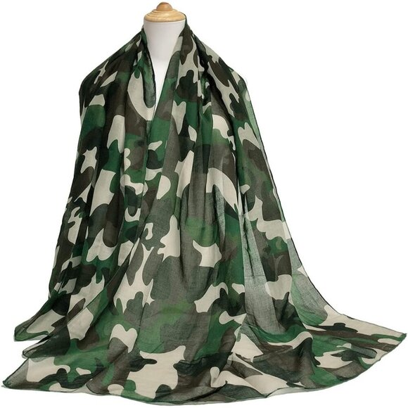 Cotton Voile Summer Shawl Scarf Wrap Camouflage Print Women's Fashion - Picture 7 of 9
